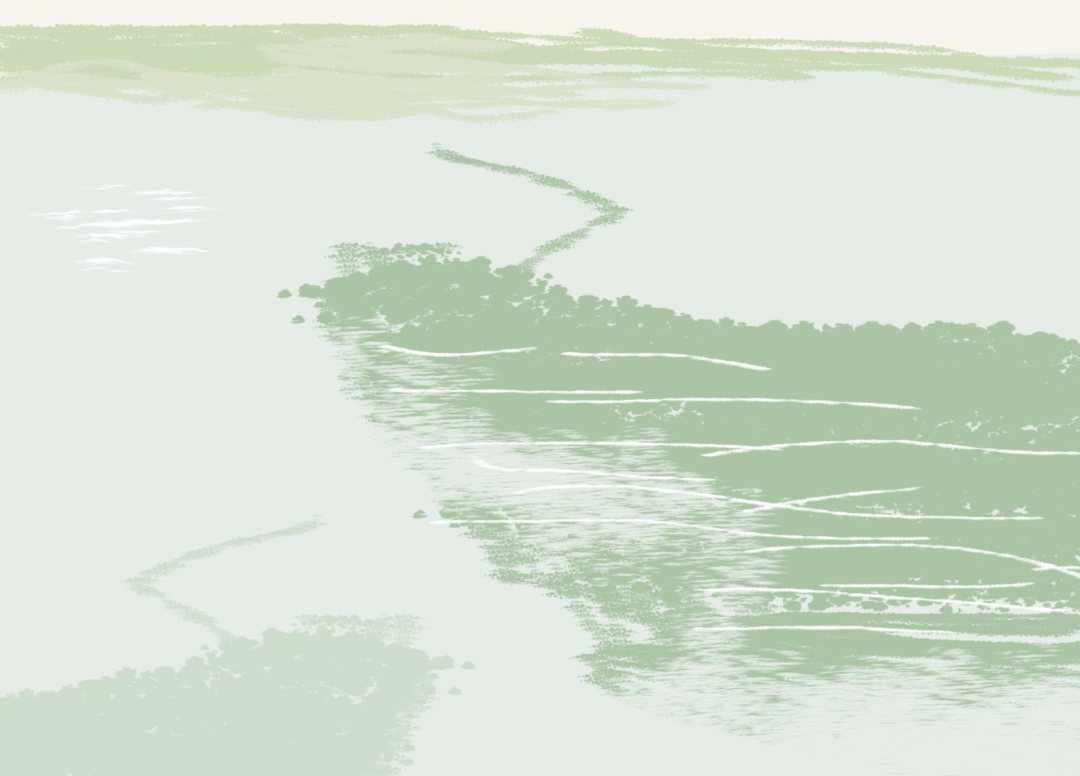 青绿山水横卷插画