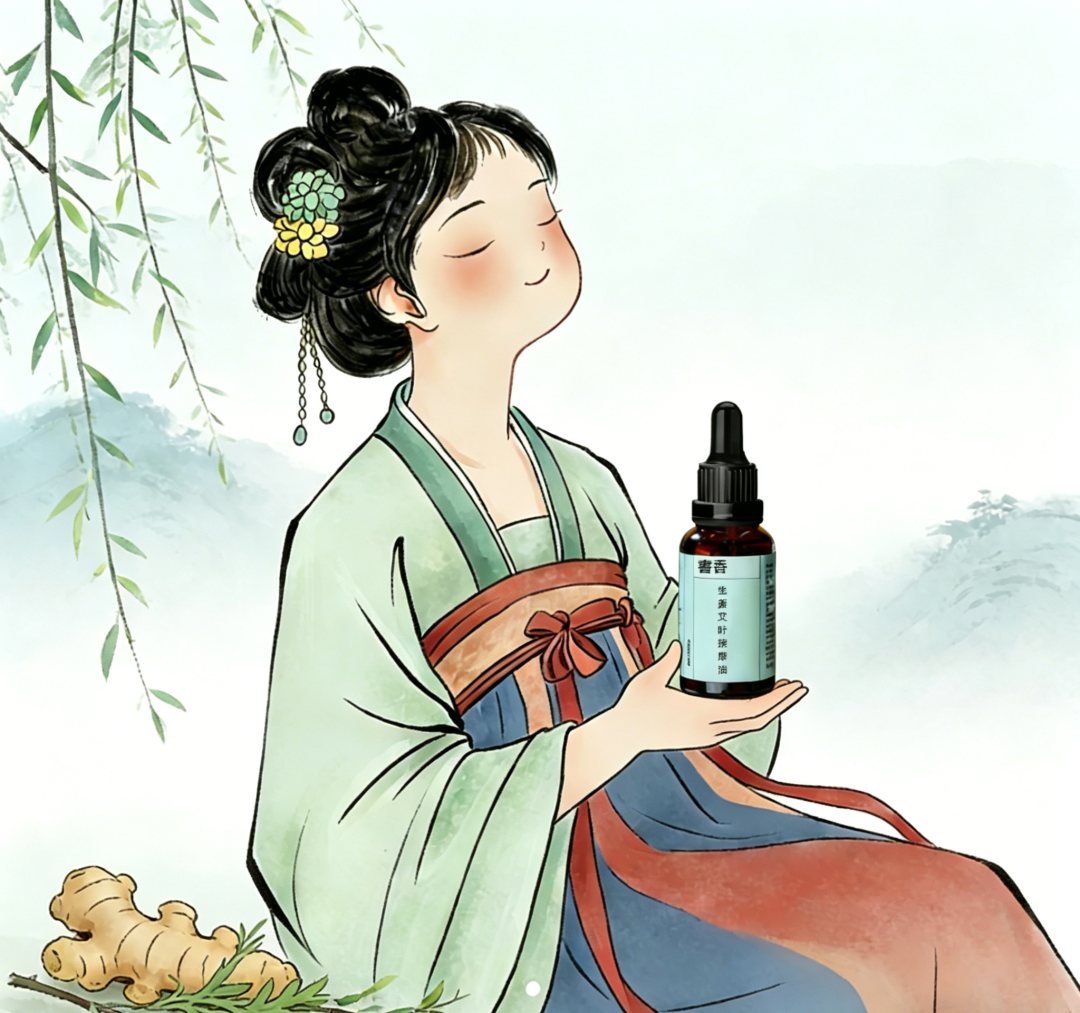 工笔仕女持香瓶插画