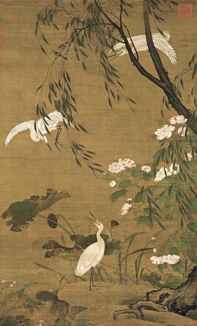 古画花鸟轴（寒禽与花枝）
